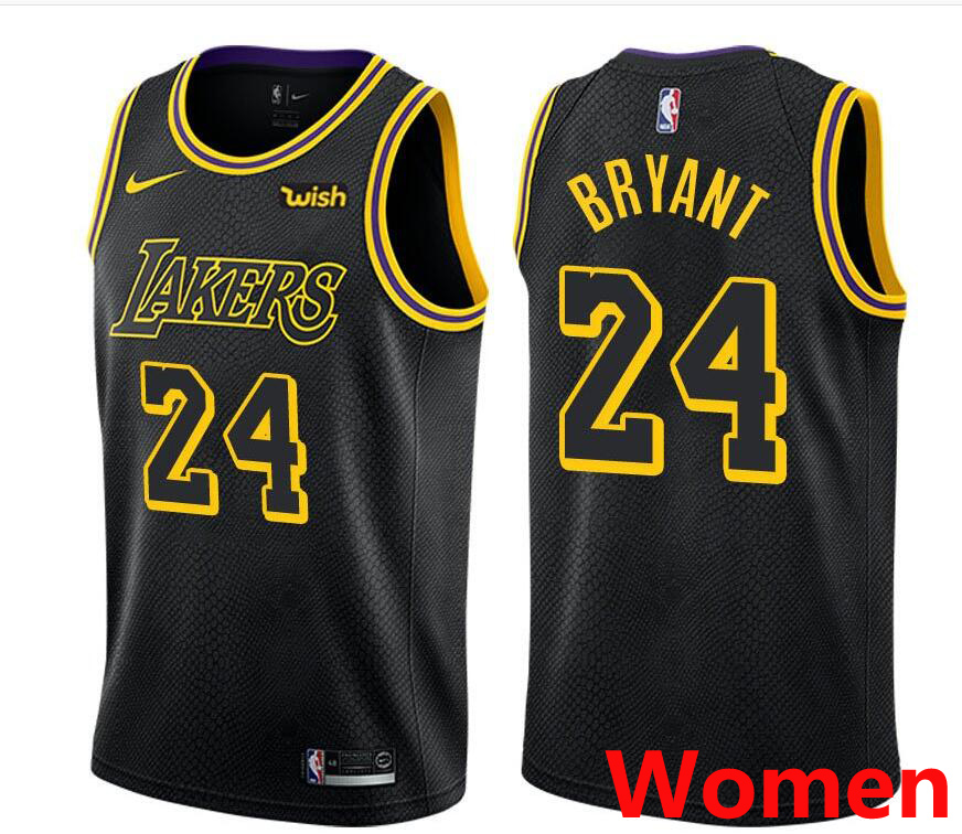 Custom Womens Kobe Bryant Lakers #24 city jersey black NBA Jerseys->nike air jordan->Sneakers
